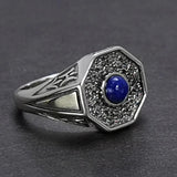 The Originals 925 Sterling Silver Vampire Rings With Natural Lapis Lazuli Stone Damon Stefan's Elija Klaus Rebeka Mikaelson - GQTORCH Jewelry