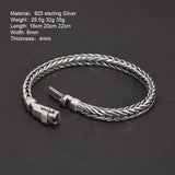 Guaranteed 925 Sterling Silver Bracelet Braided Chain with Plug Safety Buckle Keel Viking Jewelry for Men and Women - GQTORCH Jewelry