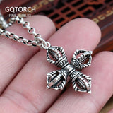 925 Sterling Silver Pendant Cross Vajra Sweater Chain Pendant For Men And Women Buddha Jewelry - GQTORCH Jewelry
