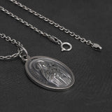 S925 Sterling Silver St Therese of Lisieux Catholic Saint Medal Pendant Necklace for Women Retro Religion Jewelry