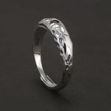 Solid 925 Sterling Silver Zircon Birthstone Ring for Women Irregular Hammered Adjustable Simple Fashion Daily Jewelry Party Gift