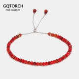 Natural Stone Handmade Strand Bracelet 3mm Red Rope Small Onyx Beads Thin Bracelets For Women 925 Silver Reiki Yoga Jewelry DIY