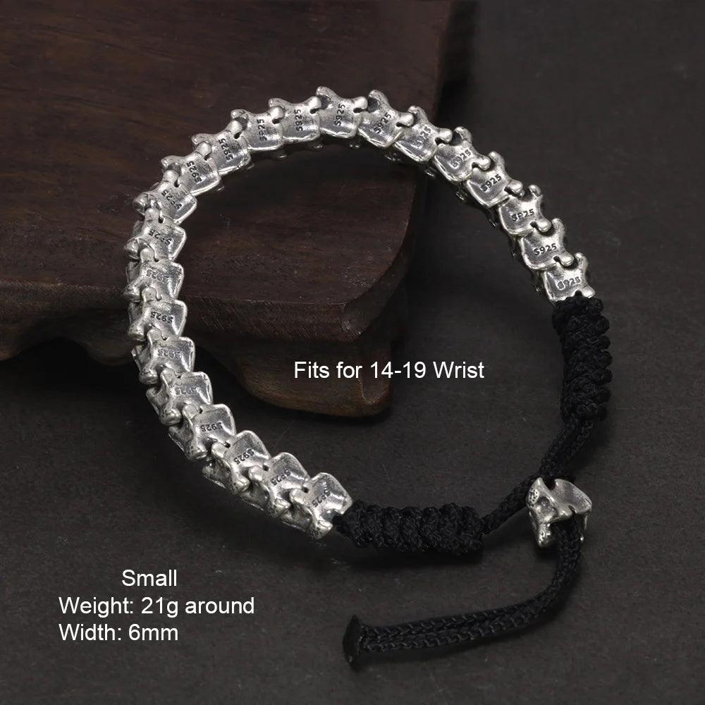 Unique Handmade Jewelry 925 Sterling Silver Snake Bone Bracelet Hand Braided Rope Chain Antient Viking Length Adjustable - GQTORCH Jewelry