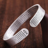 Real Sold 999 Sterling Silver Lotus Bangles For Women Great Compassion Mantra Cuff Bracelets Matte Opening Bracelets & Bangles - GQTORCH Jewelry