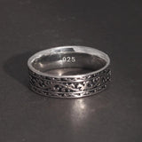 Vintage 925 Sterling Silver Wedding Band Ring with Tangcao Pattern for Men and Women Christmas Party Jewelry Gift Accessories - GQTORCH Jewelry