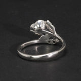 Real 925 Sterling Silver Jewelry Rose Flower Rings For Women With Black Zircon Stone Adjustable Wedding Rings For Women - GQTORCH Jewelry