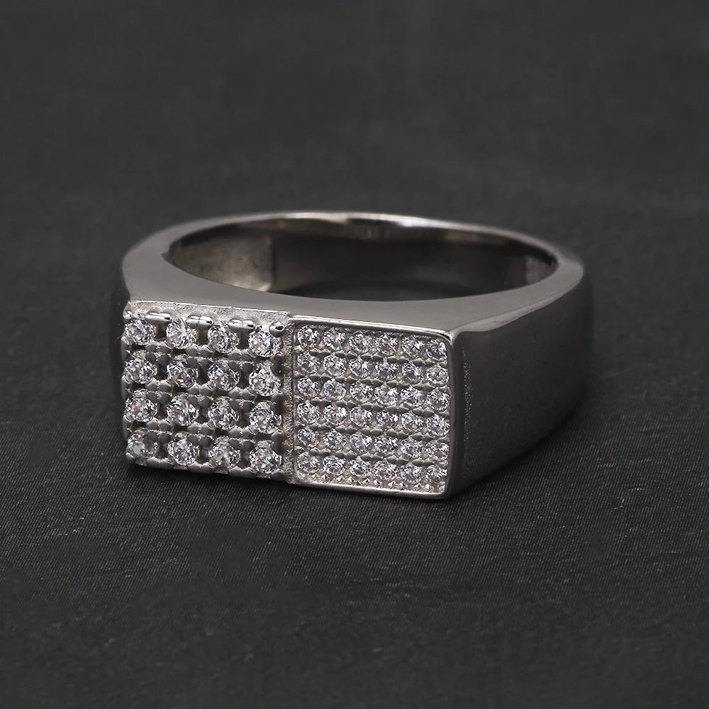 100% Sterling Silver Men Wedding Band Micro Inlaid Zircon Engagement Ring Fashion Eternity Promise Ring Luxury Designer Jewelry