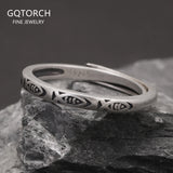 S925 Sterling Silver Fish Ring for Women Girl Adjustable 2mm Ethnic Style Vintage Lucky Ring Trendy Animal Jewelry Birthday Gift