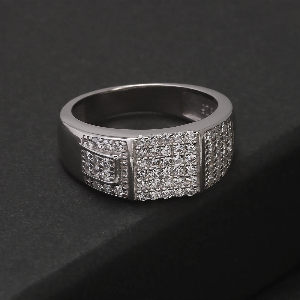 100% Sterling Silver Men Wedding Band Micro Inlaid Zircon Engagement Ring Fashion Eternity Promise Ring Luxury Designer Jewelry