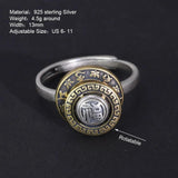 100% 925 Silver Retro Tibetan Prayer Wheel Buddha Adjustable Ring for Men and Women OM Datura Rotatable Religious Jewelry - GQTORCH Jewelry