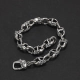Real 925 Sterling Silver Skull Chain Bracelet for Men and Women Gothic Domineering Street Rock Jewelry Gift - GQTORCH Jewelry