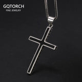 Real Solid 925 Sterling Silver Cross Pendant For Men Christian Black Jesus Necklace Couples Women Lovers Fine Jewelry - GQTORCH Jewelry