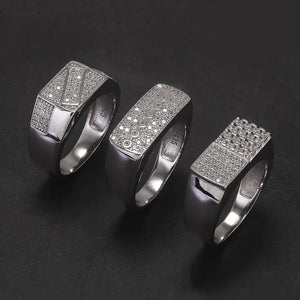 100% Sterling Silver Men Wedding Band Micro Inlaid Zircon Engagement Ring Fashion Eternity Promise Ring Luxury Designer Jewelry