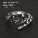 Solid 925 Sterling Silver Jewelry Mens Ring With Garnet Natural Stone Scorpion Male Openning Ring - GQTORCH Jewelry