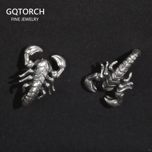 Vintage S925 Sterling Silver 3D Scorpion Earrings Men and Women Animal Gothic Punk Thai Silver Fine Jewelry - GQTORCH Jewelry