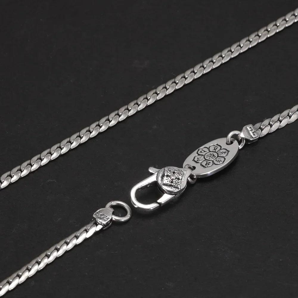 S925 Sterling Silver Vajry Pestle 3mm Whip Rope Men Necklace Punk Rock Style Cool Fashion Long Necklace - GQTORCH Jewelry