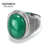 Real 925 Sterling Silver Antique Rings For Women And Men With Natural Color Onyx Stone Minimalism Cross Stripe Turkish Jewelry - GQTORCH Jewelry