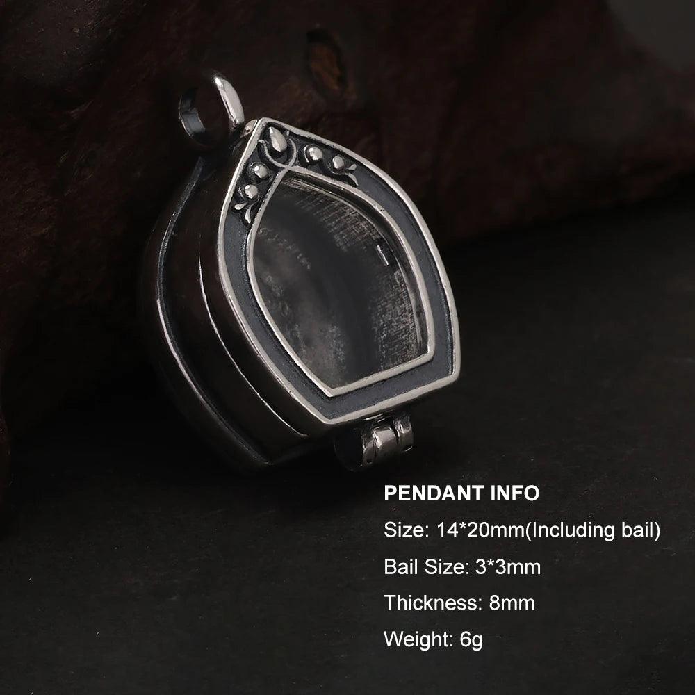 Real S925 Silver Tibet Gawu Box Necklace Antique Openable Locket Photo Pendant for Women Men Party Jewelry Gift - GQTORCH Jewelry