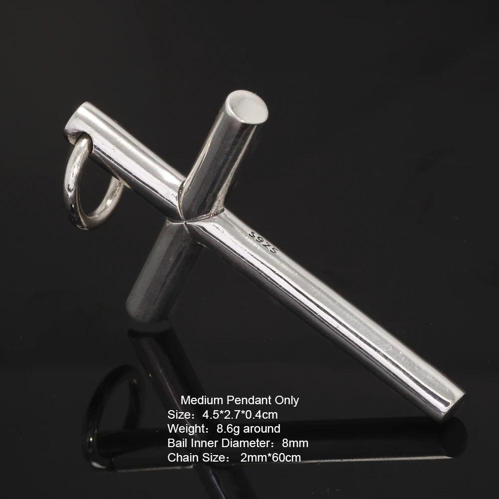 Real Solid 925 Sterling Silver Cross Pendant For Men And Women Smooth High Polishing Simple Design Jesus Christ Jewelry - GQTORCH Jewelry