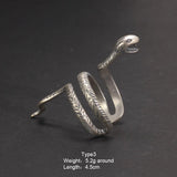 S925 Sterling Silver Thai Silver Vintage Silver Womens Ring Fashion Snake Punk Open Index Finger Ring - GQTORCH Jewelry