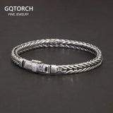 Guaranteed 925 Sterling Silver Bracelet Braided Chain with Plug Safety Buckle Keel Viking Jewelry for Men and Women - GQTORCH Jewelry