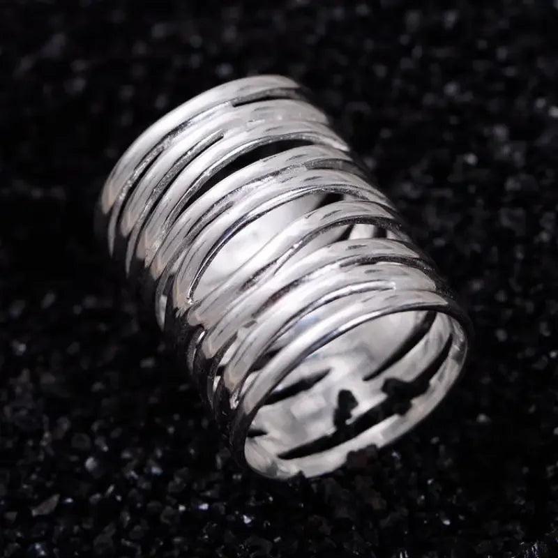 Real Pure 925 Sterling Silver Braided Rings For Women Vintage Twisted Wide Rings Aneis Feminino - GQTORCH Jewelry