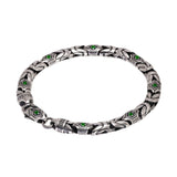 Real Pure 925 Sterling Silver 7mm Peace Pattern Bracelet for Men's Vintage Punk Set Zircon Armband Jewelry Best Gift