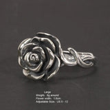 Vintage Thai Silver Cubic Rose Rings 100% Genuine 925 Sterling Silver Party Flowers Rings For Women Floral Elegant Jewelry - GQTORCH Jewelry