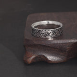 Vintage 925 Sterling Silver Wedding Band Ring with Tangcao Pattern for Men and Women Christmas Party Jewelry Gift Accessories - GQTORCH Jewelry