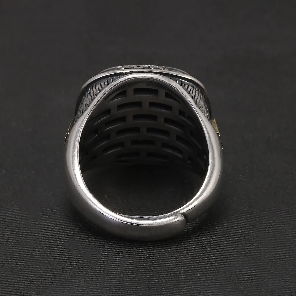 925 Sterling Silver Retro Eye of Providence Signet Ring for Men All Seeing Eyes Rings Punk Fashion Protective Jewelry