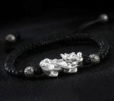 Wholesale Red String Pure Silver Jewelry 999 Pixiu 3D Sterling Silver Bracelet - GQTORCH Jewelry