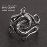 Real 925 Sterling Silver Snake Rings for Men Women TV Drama Natural Born Killers Retro Punk Fine Jewelry Best Gift For Fans - GQTORCH Jewelry