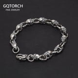 Real 925 Sterling Silver Skull Chain Bracelet for Men and Women Gothic Domineering Street Rock Jewelry Gift - GQTORCH Jewelry