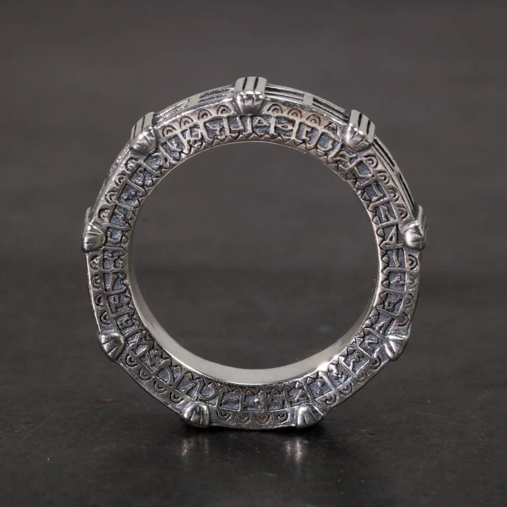 Real 925 Sterling Silver Stargate Rings for Fans Massive Transportation Device TV Show Cosplay Christmas Gift - GQTORCH Jewelry
