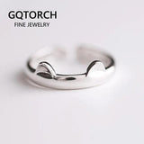 Real Pure 925 Sterling Silver Cute Cat Rings For Women Totoro Open Ring Silver Fashion Jewelry - GQTORCH Jewelry