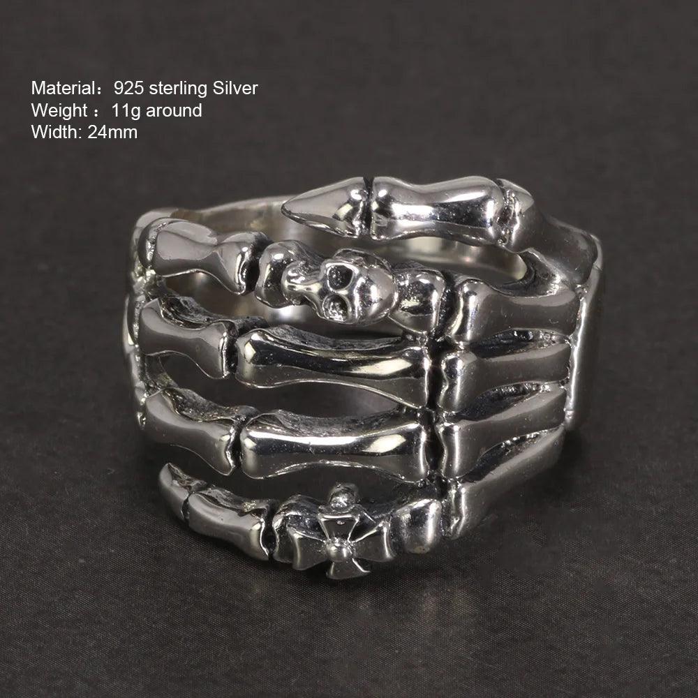 Rock Style Skeleton Ring 925 Sterling Silver Jewelry Cool Thai Silver Ring Men's Index Finger Wholesale - GQTORCH Jewelry