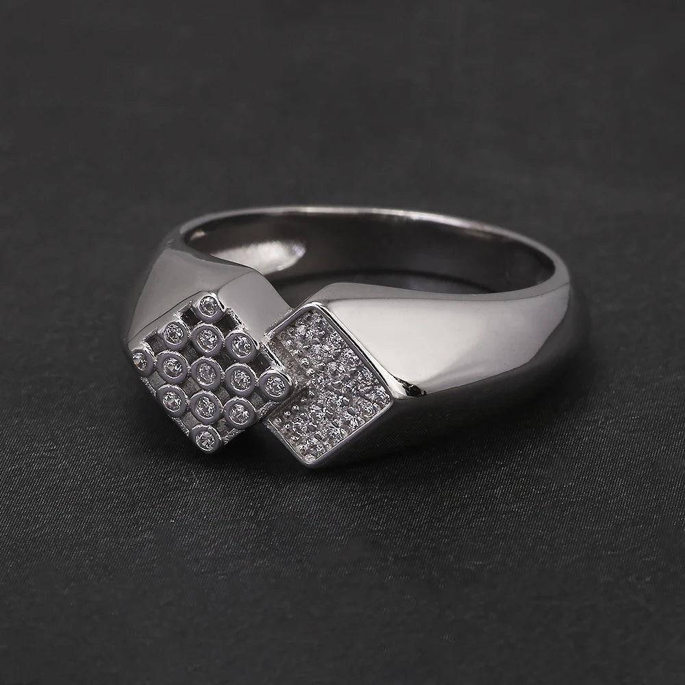 100% Sterling Silver Men Wedding Band Micro Inlaid Zircon Engagement Ring Fashion Eternity Promise Ring Luxury Designer Jewelry