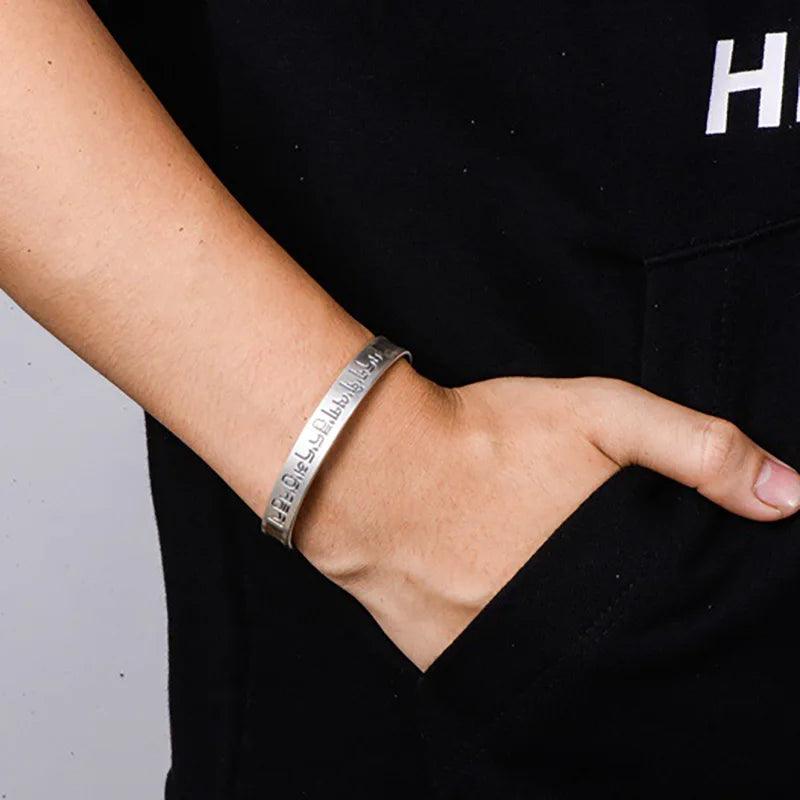 Sanskrit Six Words Bangles For Women And Men 999 Pure Silver Opening Cuff Bracelet Lovers Om Mani Padme Hum Buddhism Jewelry - GQTORCH Jewelry