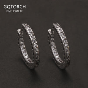 18mm 925 Sterling Silver Micro Inlaid Zircon Hoop Earrings for Men Women Huggie Vintage Hip Hop Ear Jewelry Hypoallergenic