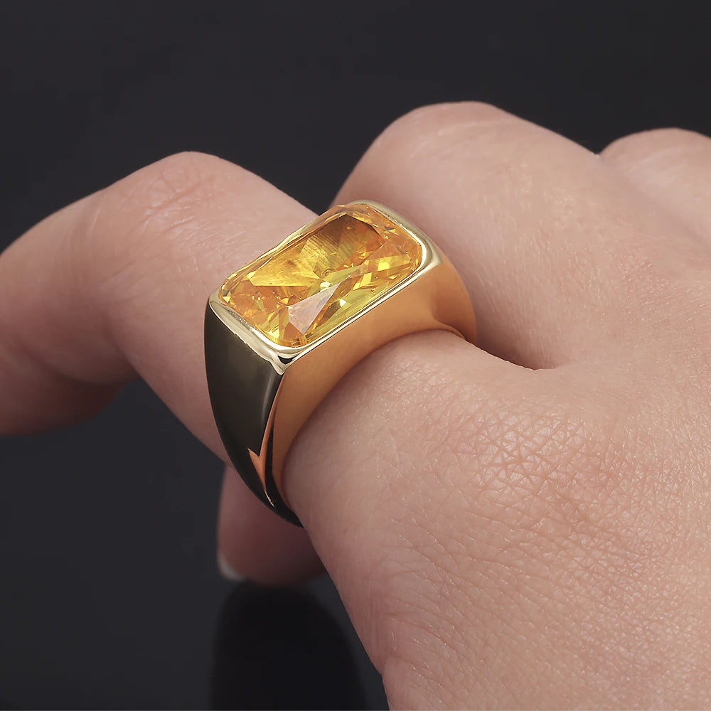 925 Sterling Silver Gemstone Signet Ring for Women 18k Gold Plated Citrine Pink Quartz Simple Fashion Party Jewelry Accessories