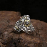 Real Pure 925 Sterling Silver Half Face Sugar Skull Ring With Rose Flower Carving Vintage Punk Thai Silver Jewelry Personality - GQTORCH Jewelry