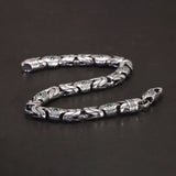 Real Pure 925 Sterling Silver 7mm Peace Pattern Bracelet for Men's Vintage Punk Set Zircon Armband Jewelry Best Gift