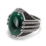 Real Pure 925 Sterling Silver Rings With Black Onyx Stone Big Turkish Rings For Men Retro Vintage Turkey Jewelry Anelli Uomo - GQTORCH Jewelry