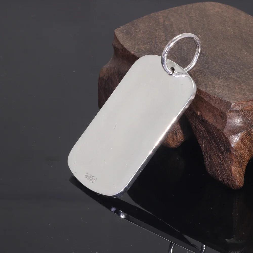 Soild 999 Sterling Silver Jewelry Metal Stamping Blanks Smooth Simple Tag Pendant For Men And Women Cool Male Jewellery - GQTORCH Jewelry
