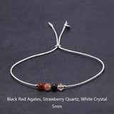 Handmade Moonstone Bracelet Thin Rope With Natural Crystal 925 Sterling Silver Beads Personalized Bracelets For Women - GQTORCH Jewelry