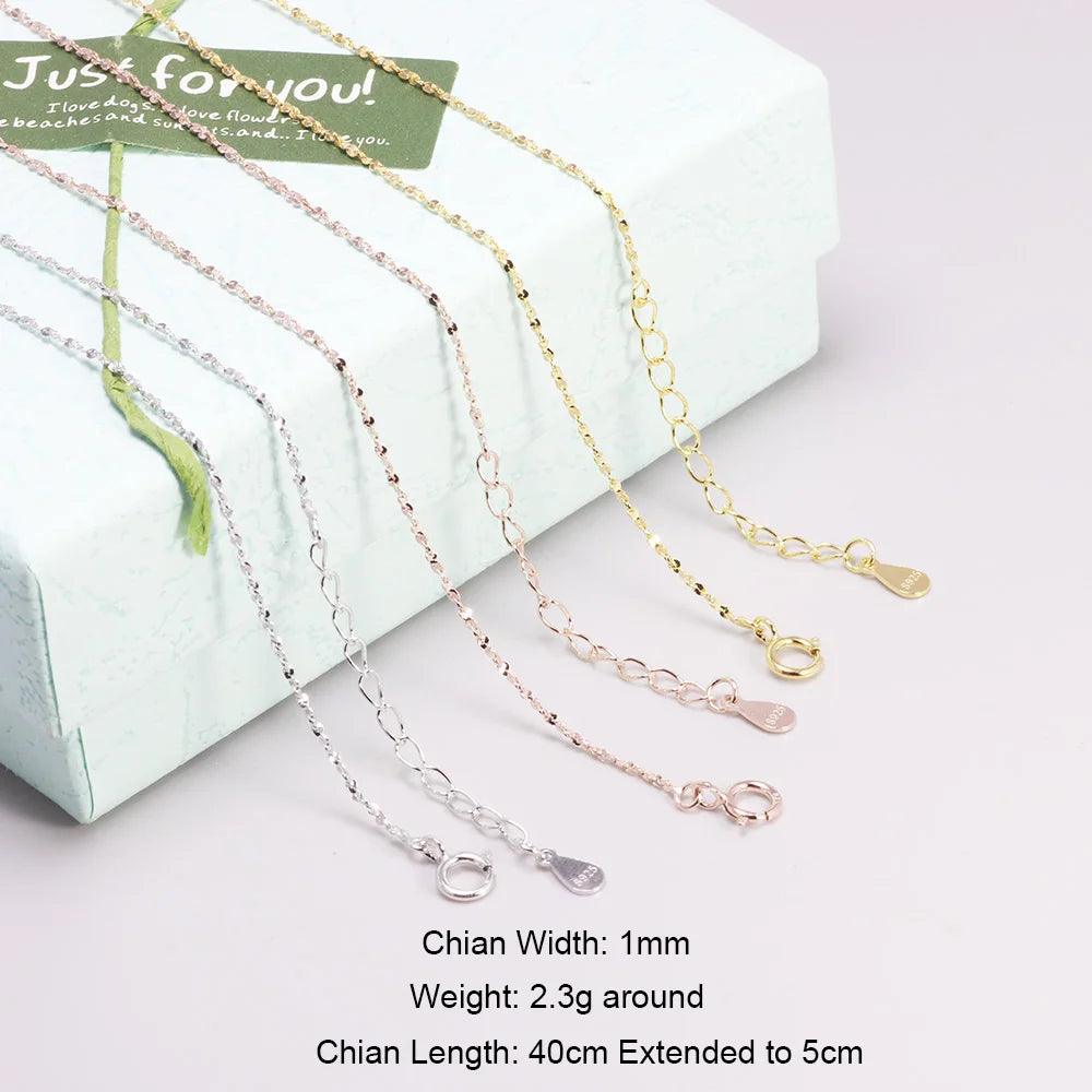 S925 Sterling Silver Necklace for Women Simple Fashion Snake Chain Elegant Female Jewelry - GQTORCH Jewelry