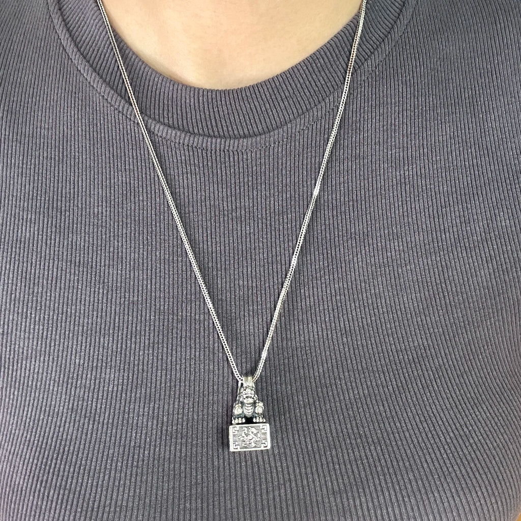 Solid 925 Sterling Silver Ancient Pixiu Signet Pendant Necklace for Men Good Wealth Amulet Feng Shui Vintage Retro Jewelry
