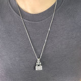 Solid 925 Sterling Silver Ancient Pixiu Signet Pendant Necklace for Men Good Wealth Amulet Feng Shui Vintage Retro Jewelry