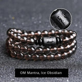 Black Rainbow Obsidian Natural Stone Bracelets Couple Multilayer Beads Strand bracelets & bangles For Women And Men - GQTORCH Jewelry