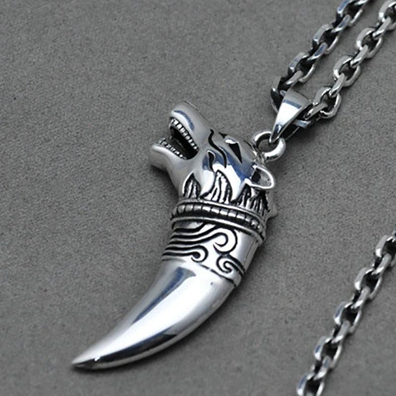 Thai Silver Wolf Tooth Pendant Genuine 925 Sterling Silver Necklaces Pendants For Men Steampunk Vintage style Men Jewelry - GQTORCH Jewelry